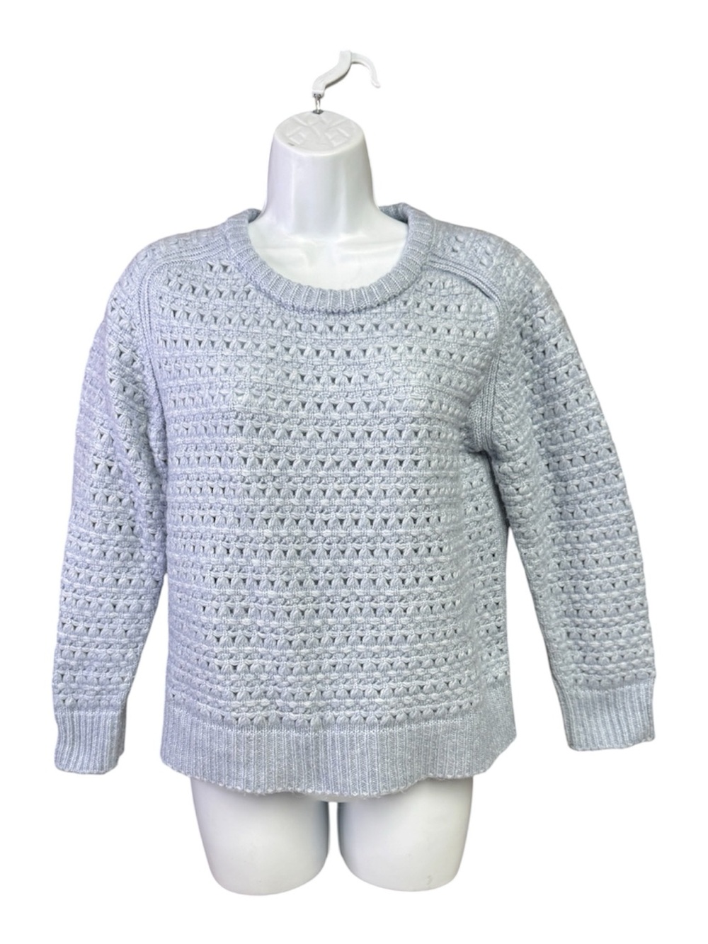Chelsea & Theodore Light Blue Chunky Open-Knit Crewneck Sweater size medium